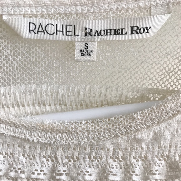 Rachel Rachel Roy Lace Sheer Cream Long Sleeve Top - Picture 7 of 8